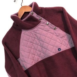 Abercrombie & Fitch Colorblock Sideways Quarter-Button Turtleneck Fleece Sweater